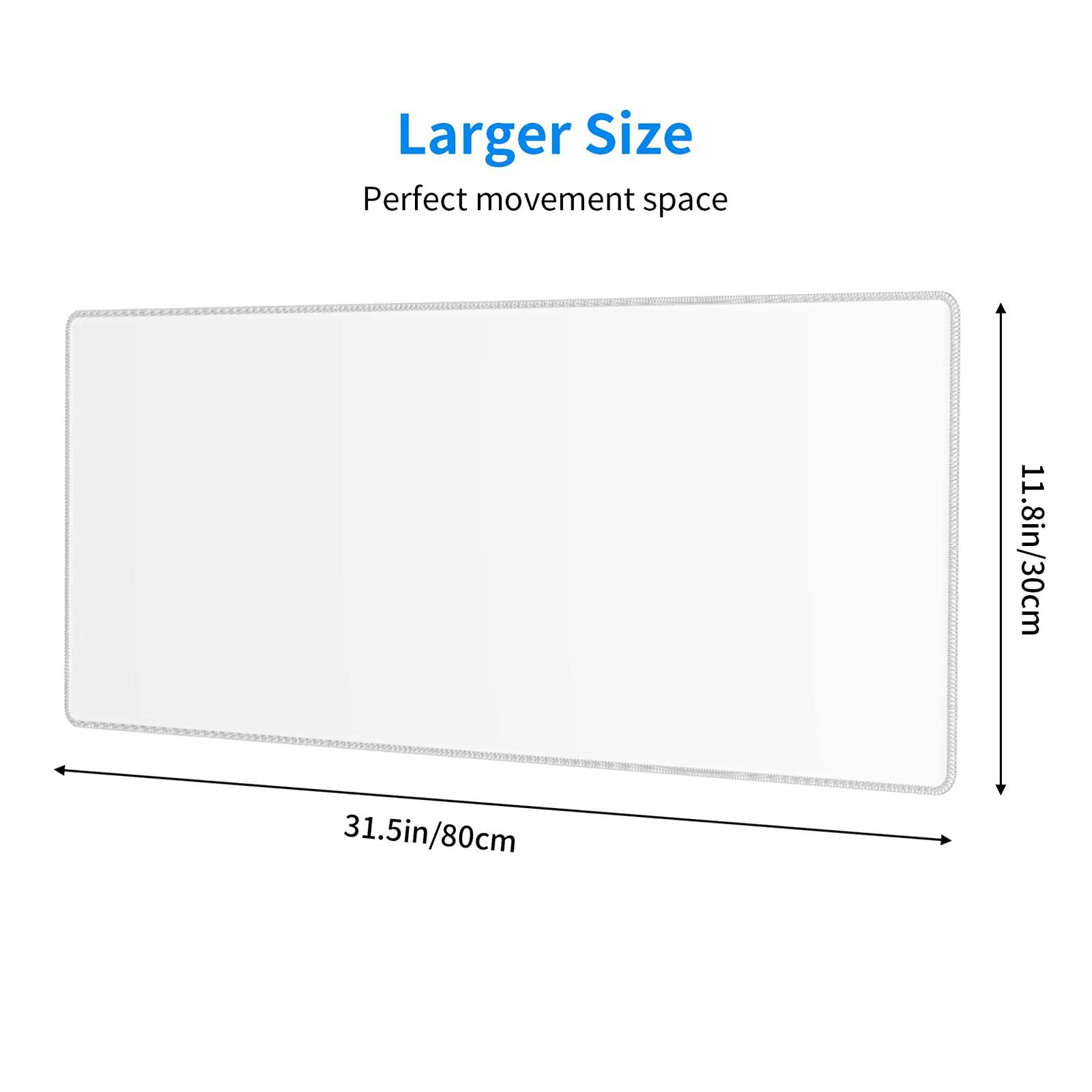 White Mouse Pad Extended Large Gaming Mousepad XL Big Long Oversized Desk Mat Stitched Edges 31.5 X