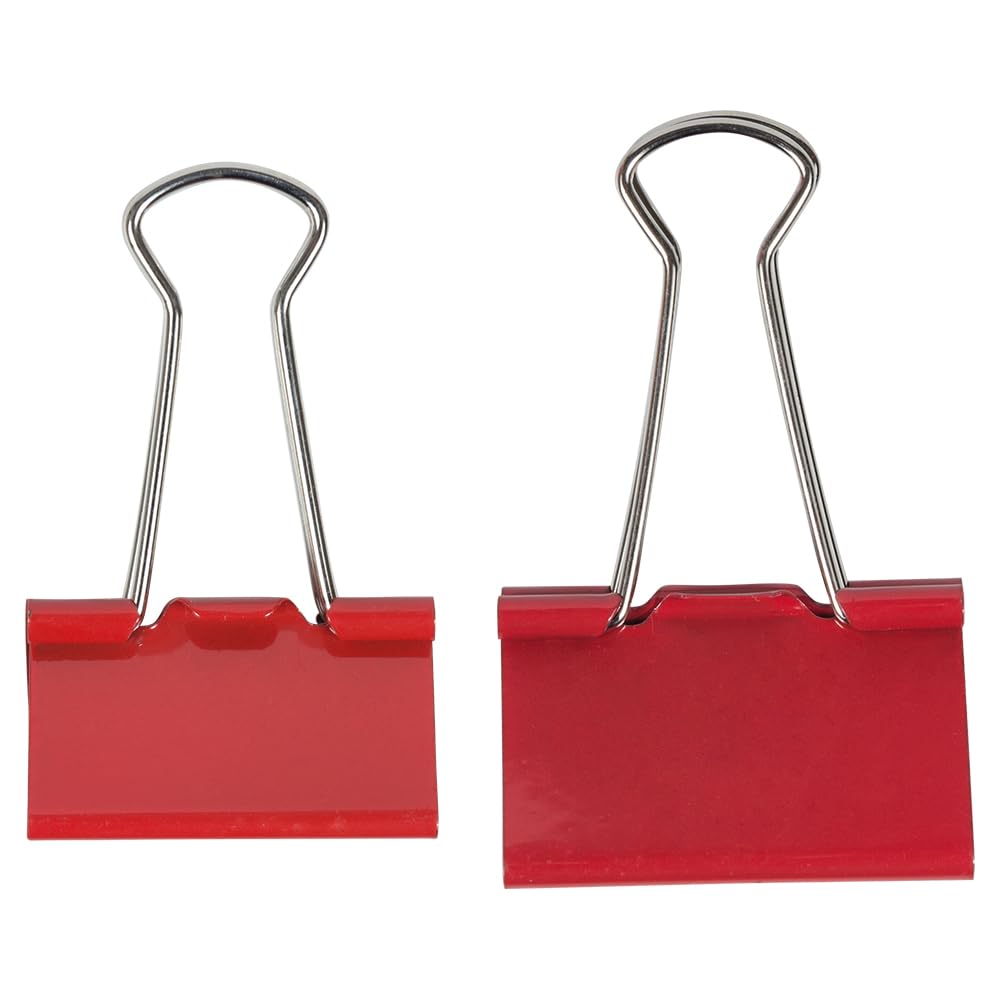 JAM PAPER Colorful Binder Clips Assortment - Medium & Large Size - Red Binderclips - 27 Clips/Pack