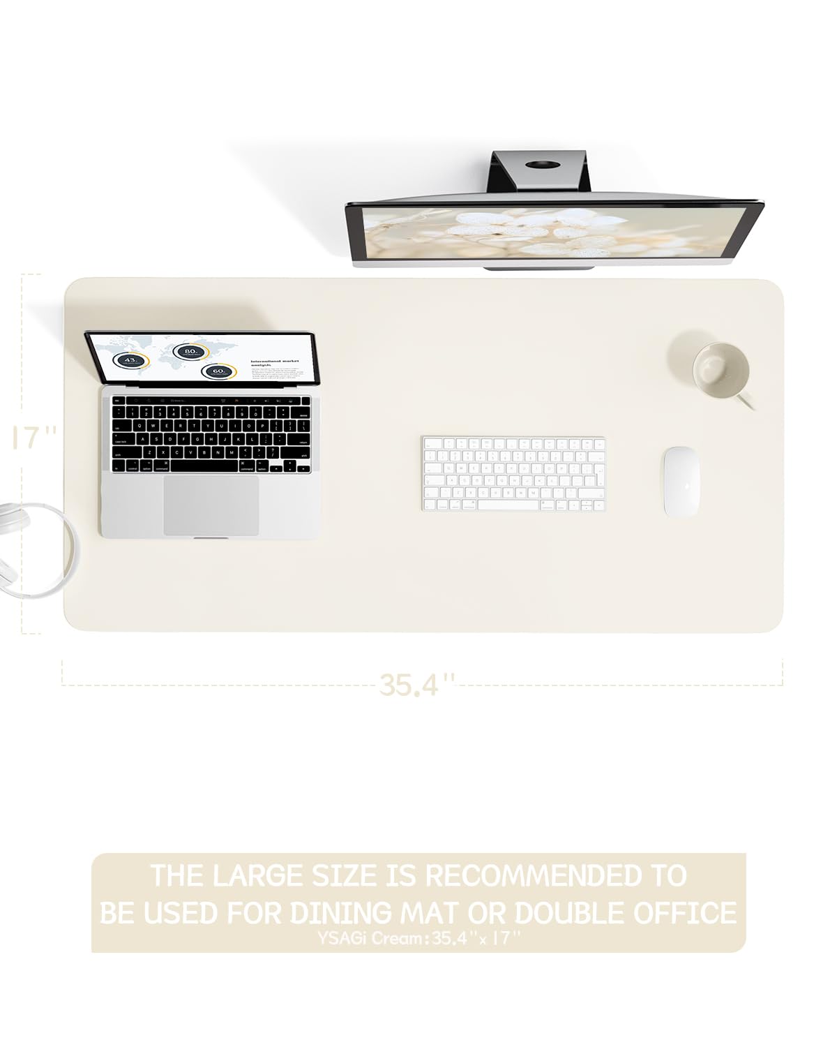 YSAGi Non-Slip Leather Desk Pad, Desk Matt for Desktop, Waterproof Laptop Computer Keyboard Mat