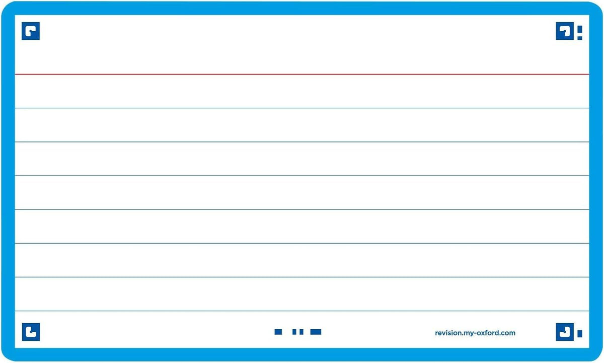 Flash Cards by Oxford, Ruled with Turquoise Frame, Pack of 80 Cards, 7.5x12.5cm Size, 400133876