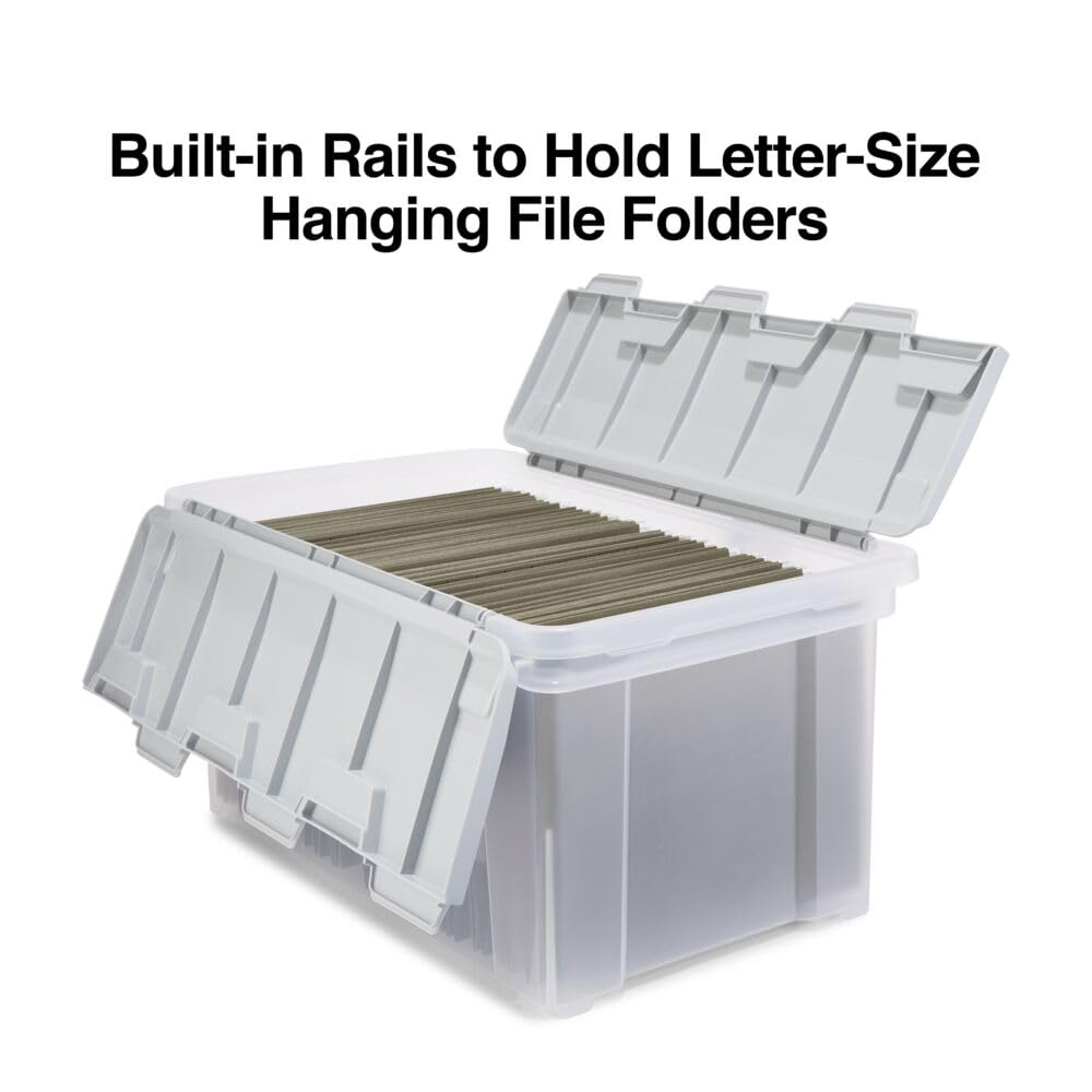 STAPLES Wing Lid File Totes, Letter Size, Clear, 2/Pack