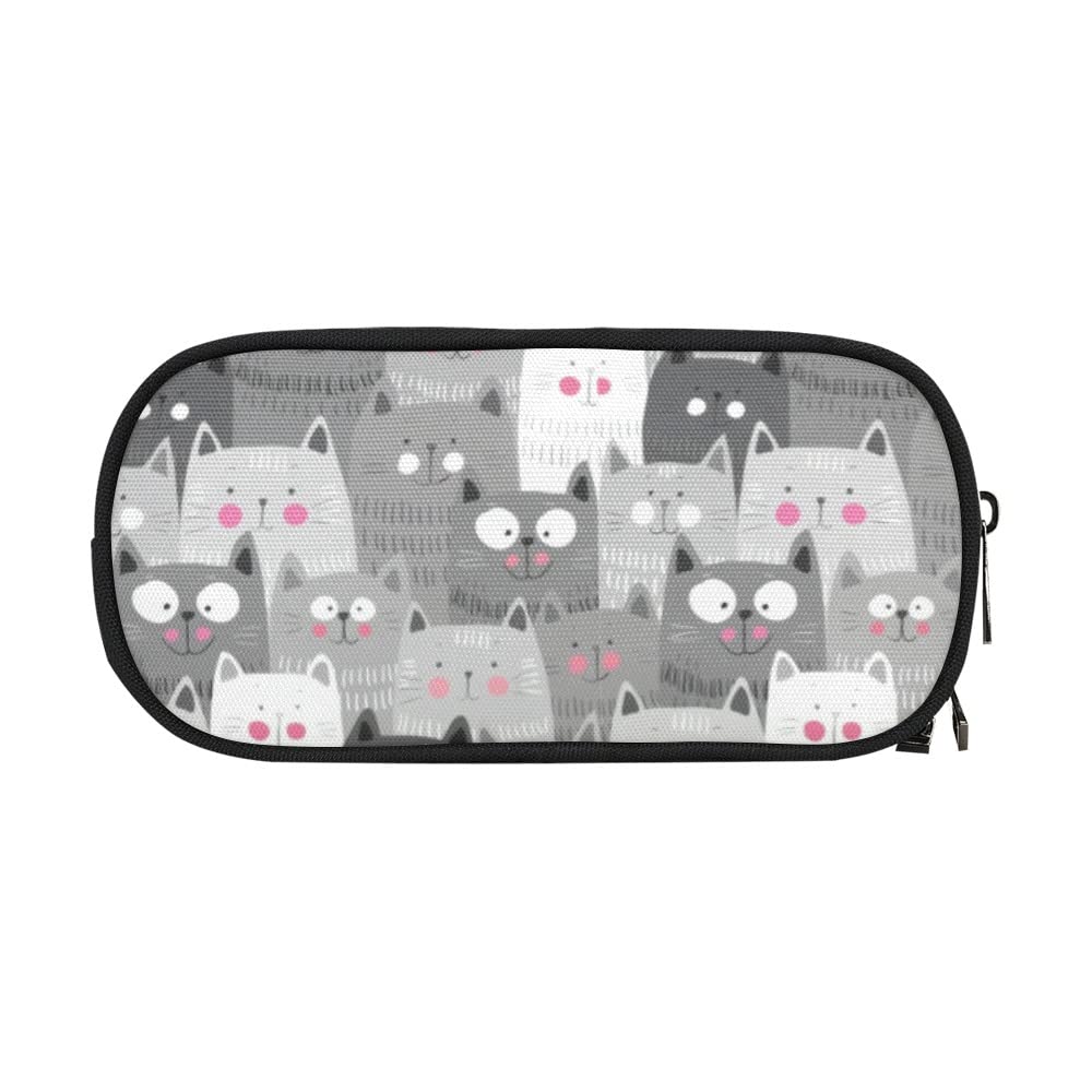 ANANGTEE Grey Cats Pencil Pouch Case for Boys Girls 10x5 Big Storage