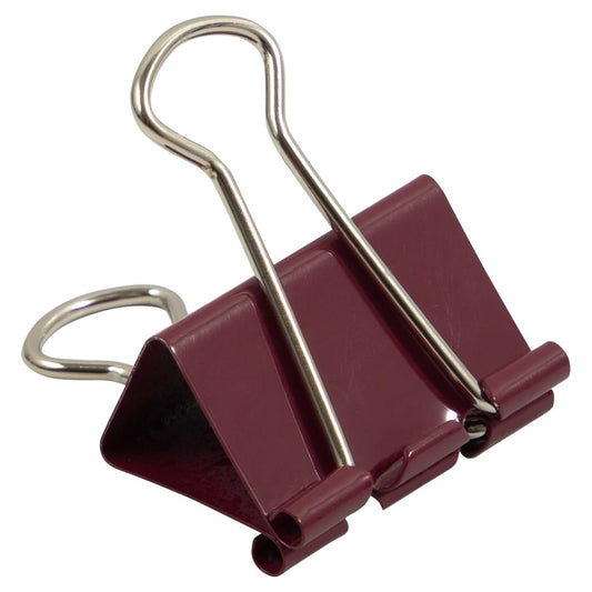 JAM PAPER Colorful Binder Clips - Medium - 1 1/4 Inch (32 mm) - Burgundy Binderclips - 15/Pack