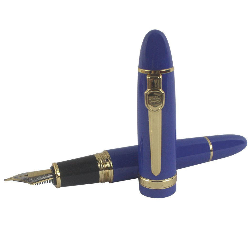 zoohot Jinhao 159 Fountain Pens Heavy Big Pen Gold Trim 3 Pieces in 3 Colors (Red, White, Blue)