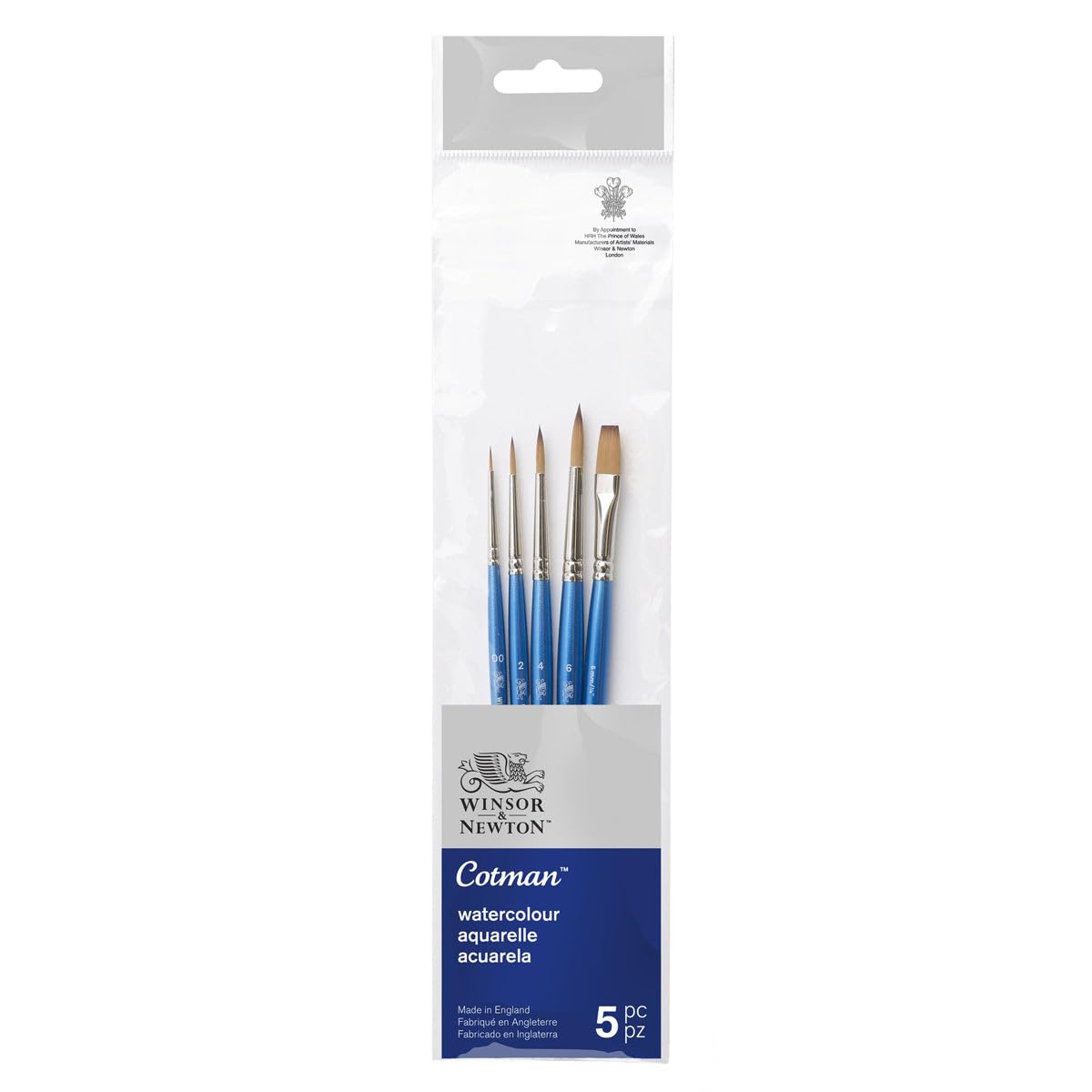 Winsor & Newton Cotman Watercolour Brush Pack, Short Handle, 5 pack