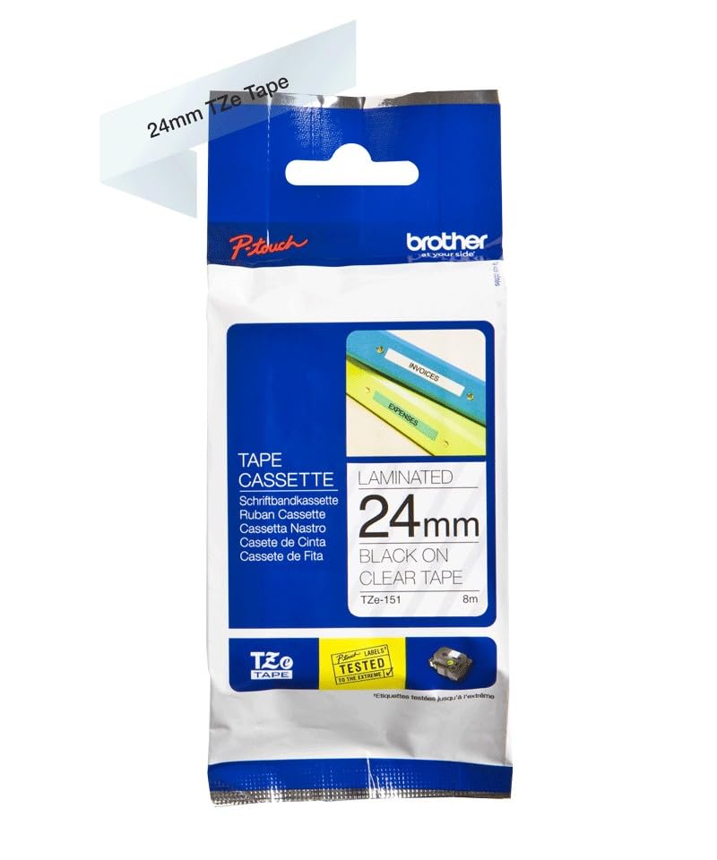 Brother TZe-151 Labelling Tape Cassette, 24 mm (W) x 8 m (L), Laminated, Brother Genuine Supplies