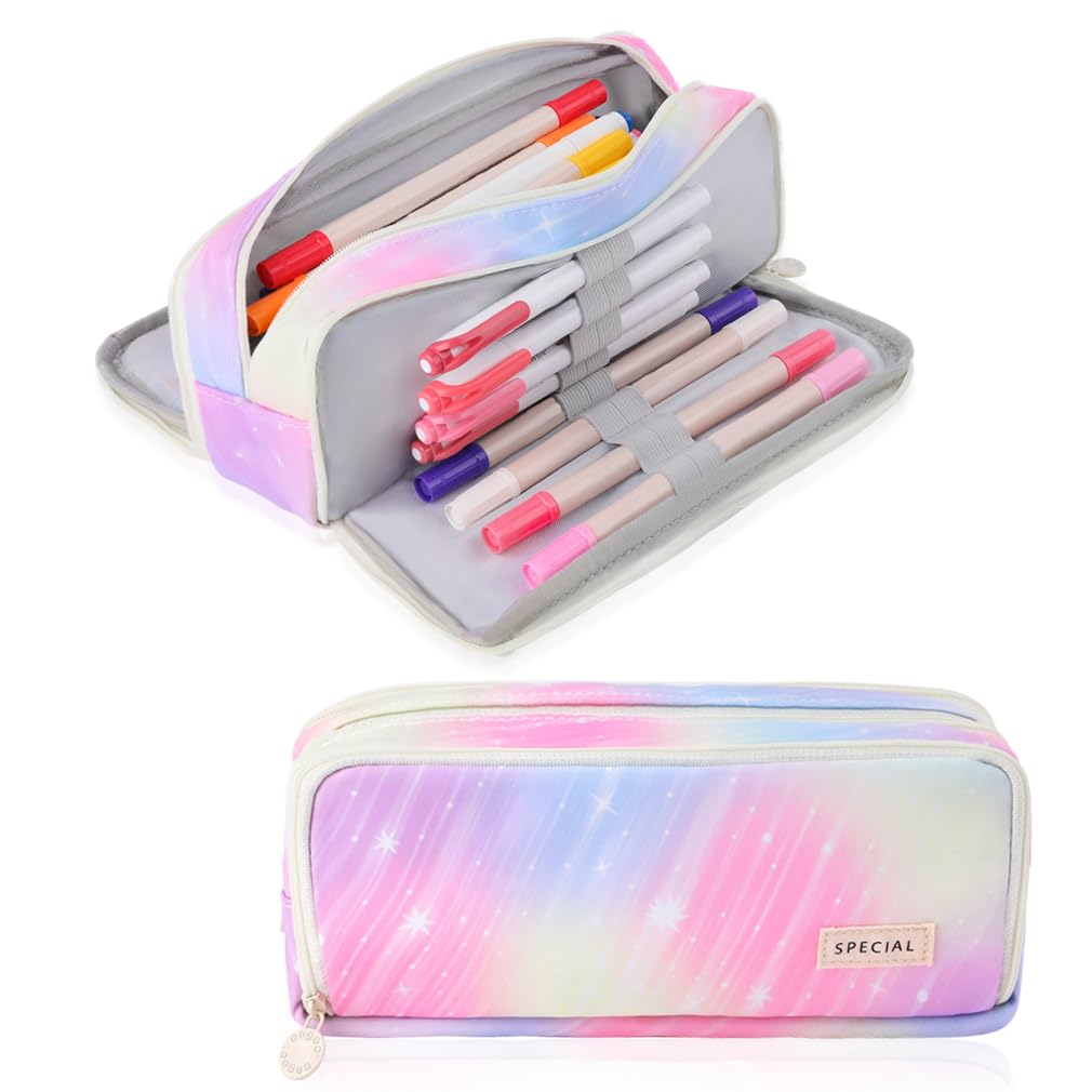 iSuperb Large Pencil Case 3 Compartments Pencil Pouch Big Capacity Pencil Bag Oxford Stationery