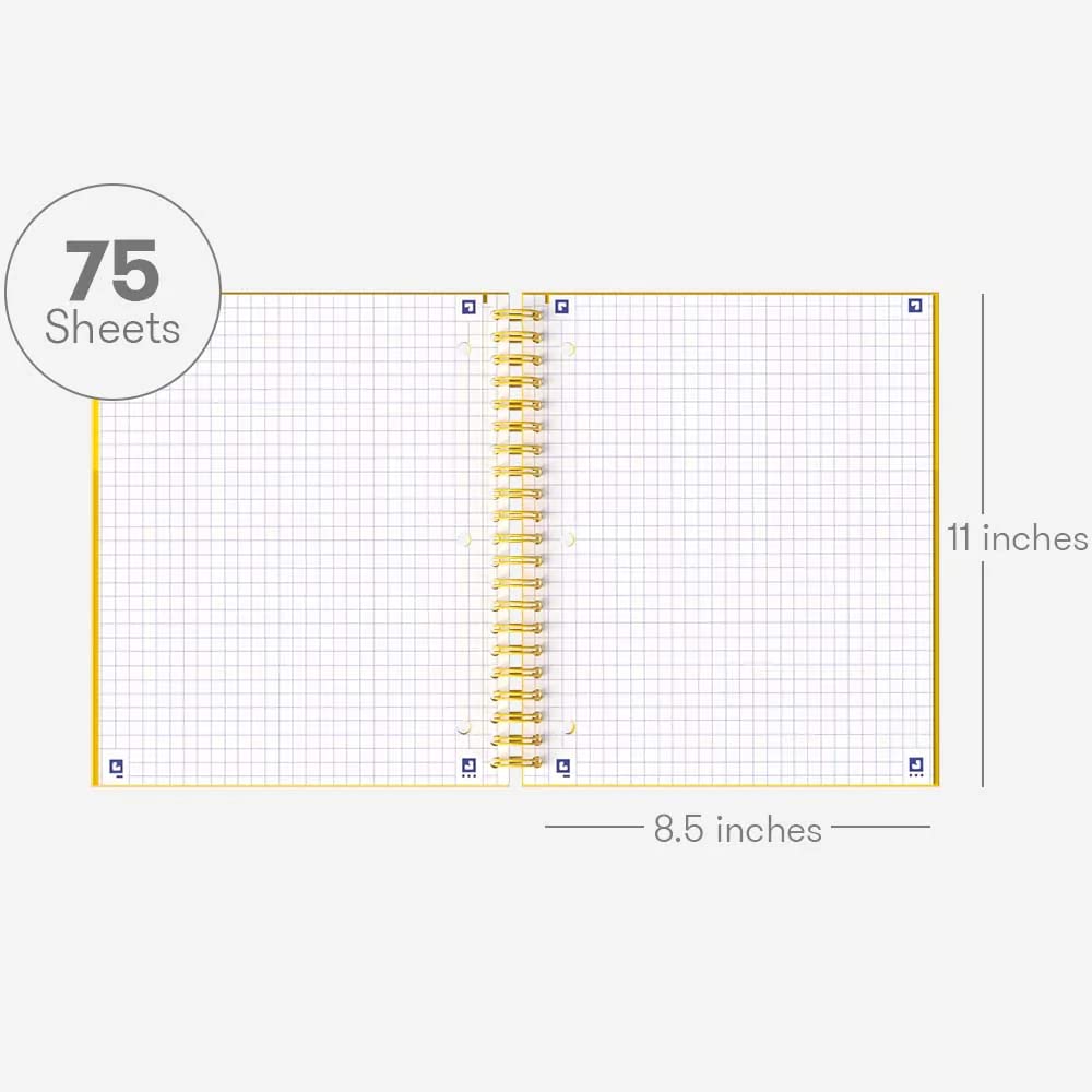 Hamelin 1 Subject, Graph Paper, Hard Cover Spiral Bound Grid Notebook, 4 Square Per Inch 150 Pages