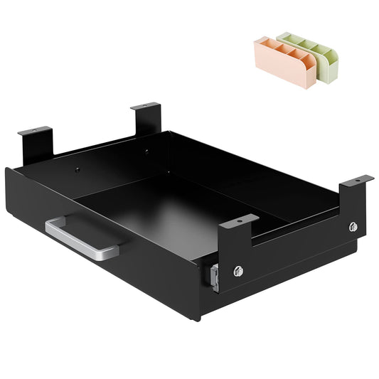GOME Under Desk Pull-Out Drawer - Storage Organizer Office Mounted, Easy Slide-Out Pencil Drawer