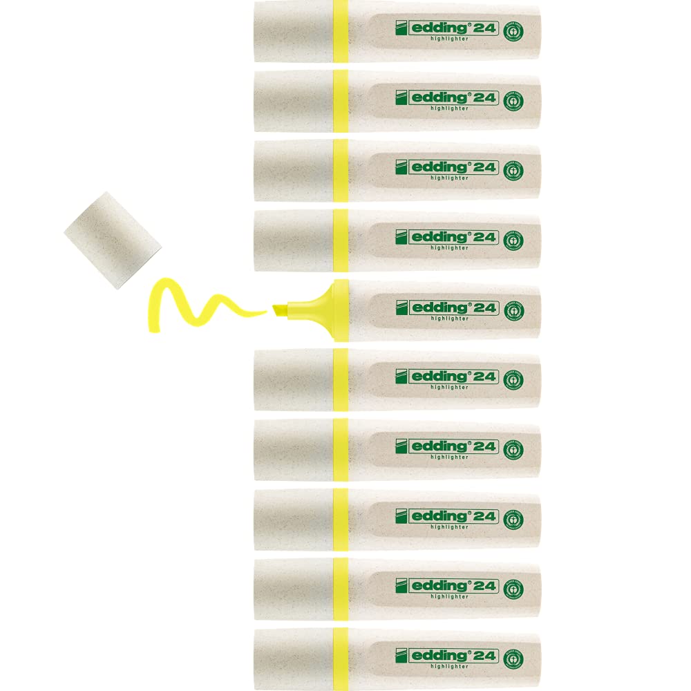 edding 24 EcoLine highlighter - yellow - 10 highlighters - chisel nip 2-5 mm - for quick and easy
