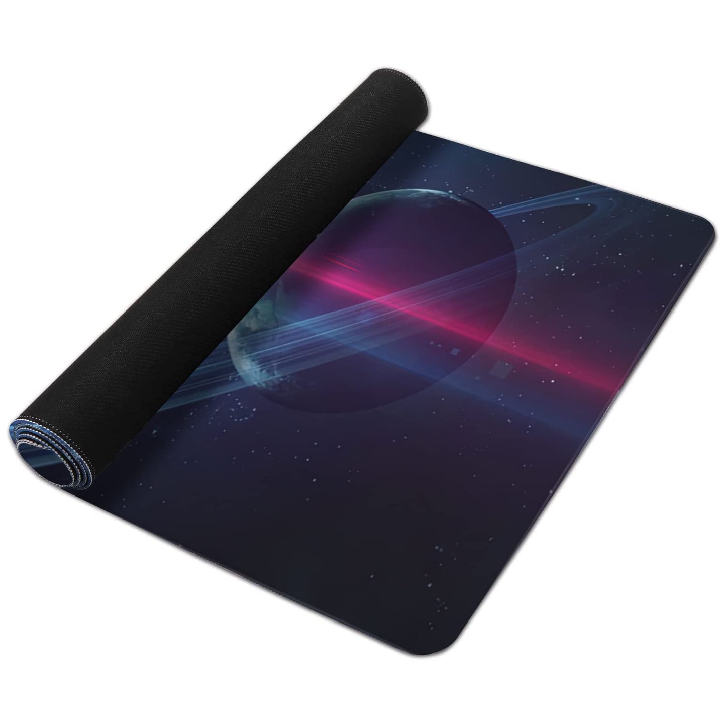 Planets and Nebula in Space Extended Gaming Mouse Pad Large Desk Mat with Non-Slip Rubber Base and