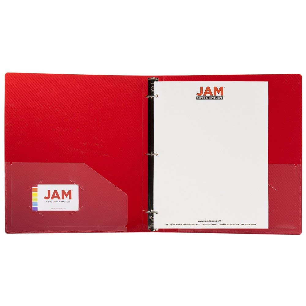JAM PAPER Plastic 1 inch Binders - Assorted 3 Ring Binders (Red, Blue, Green & Orange) - 4/Pack