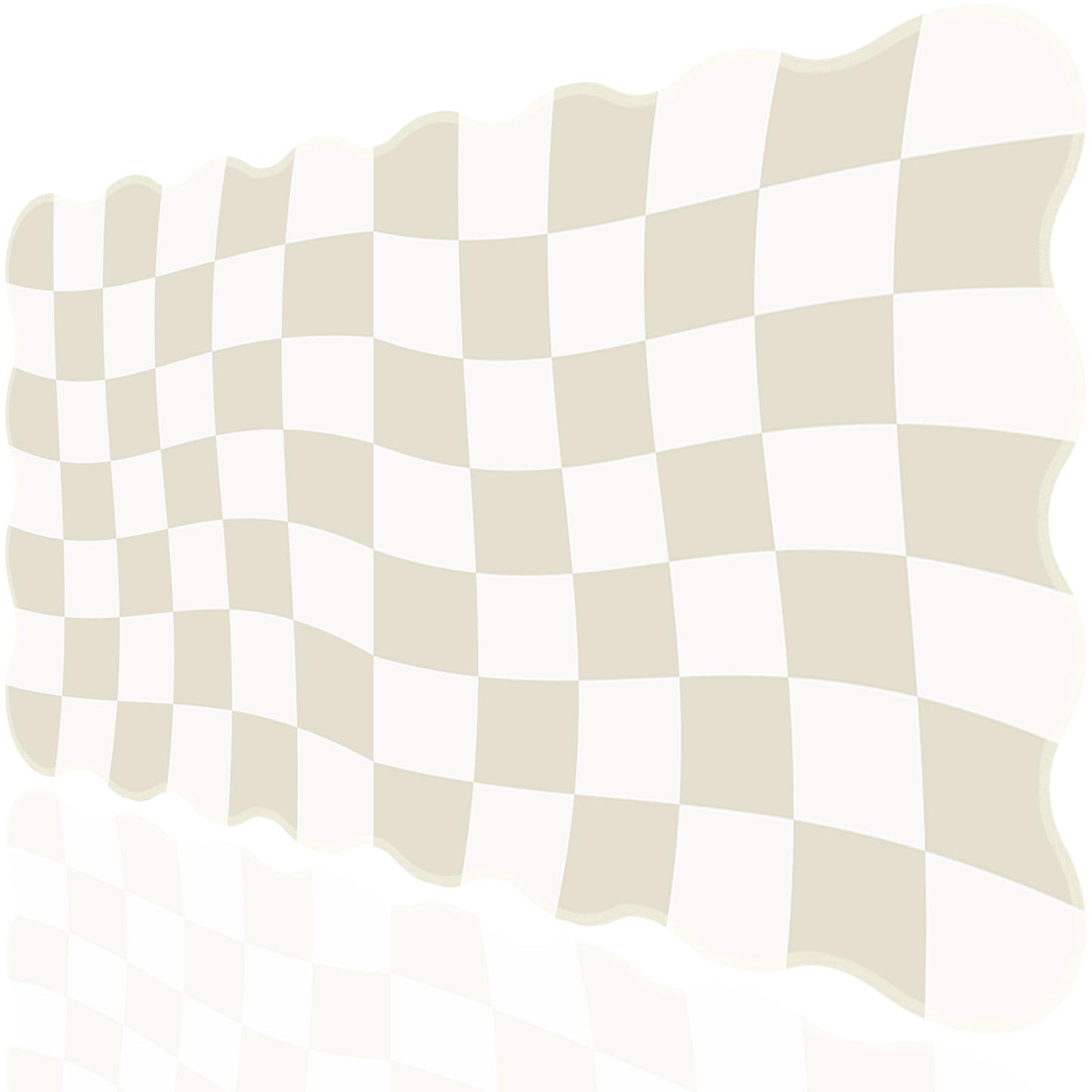 L-SPOUTTO Beige Checkered Mouse Pad,Scalloped Desk Mat XXL Gaming Mousepad