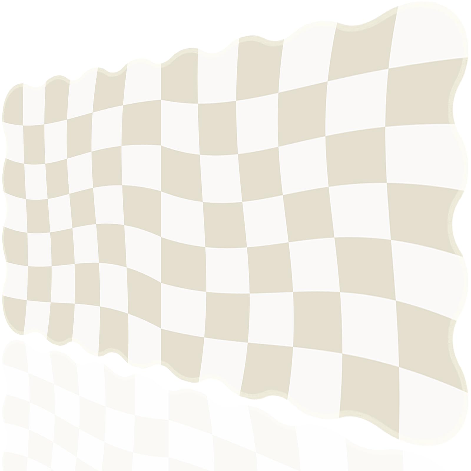 L-SPOUTTO Beige Checkered Mouse Pad,Scalloped Desk Mat XXL Gaming Mousepad