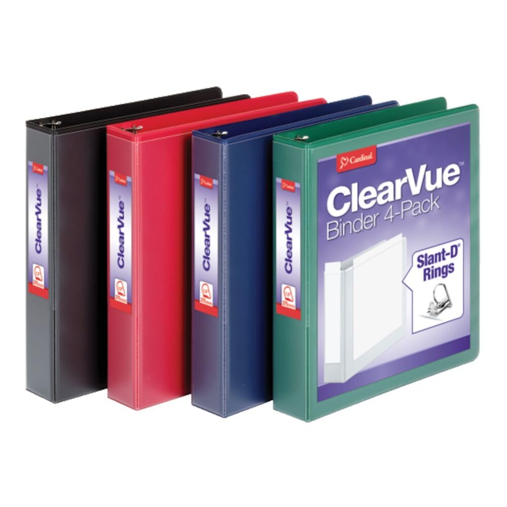 Cardinal 1.5 Inch 3 Ring Binder,Binder for School and Office, Durable D Ring, Assorted Colors