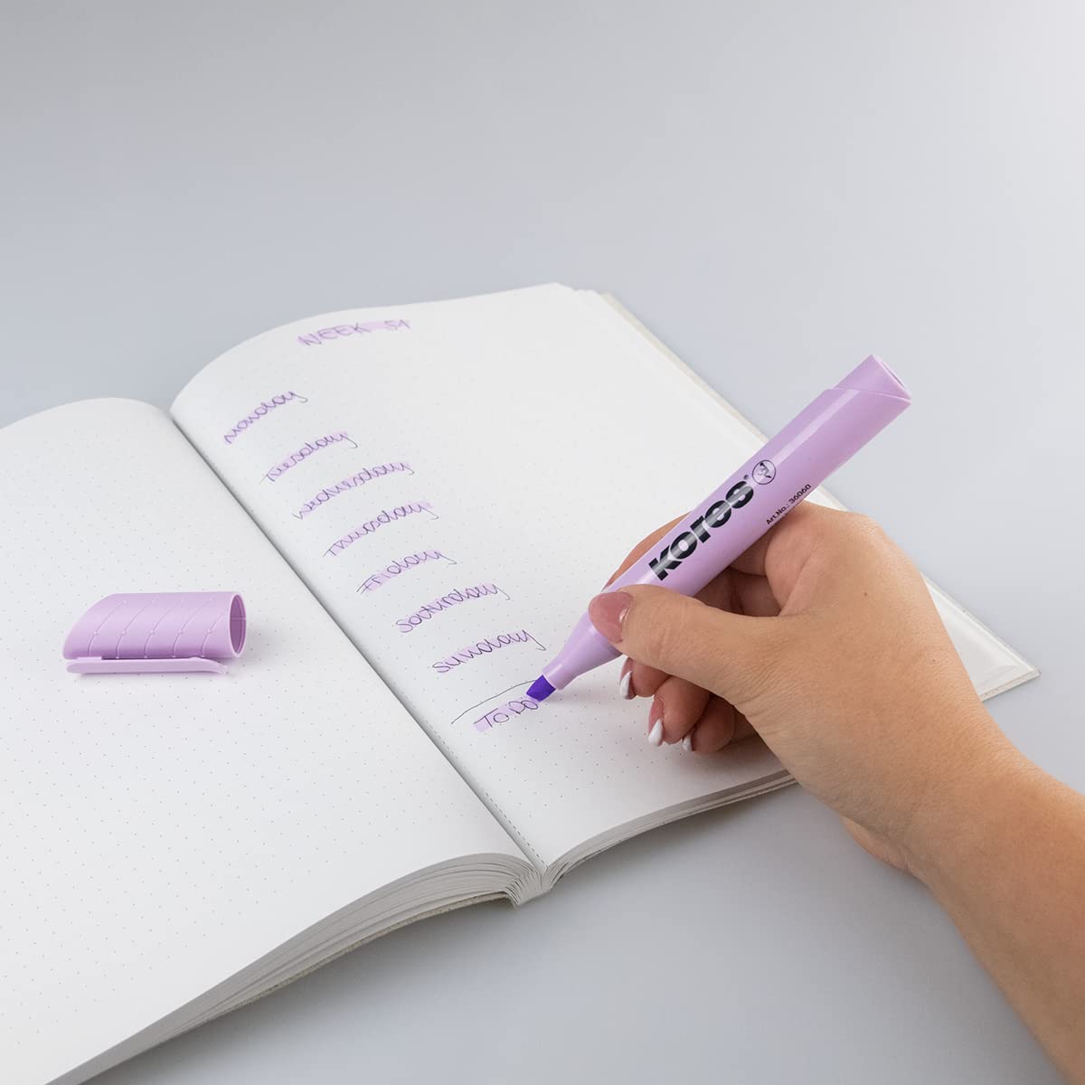 Kores - High Liner Plus: Pastel Lilac Highlighter Pens, Chisel Tip and Water-based Ink, School and