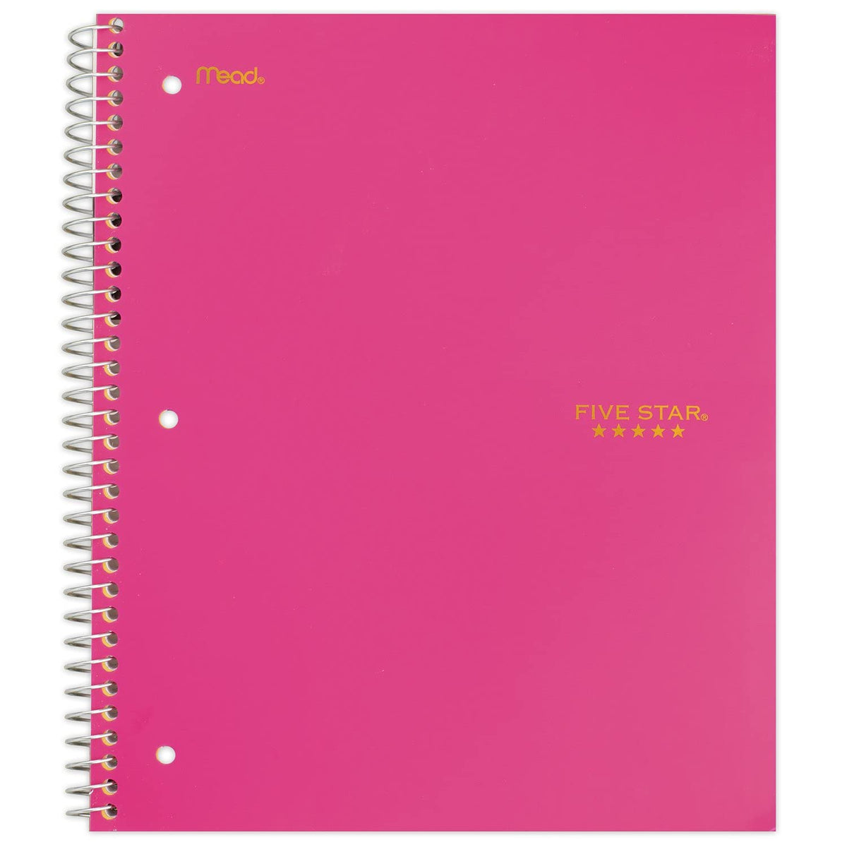 Five Star Spiral Notebook, 1 Subject, College Ruled Paper, 100 Sheets, 11" x 8-1/2", Bright Pink