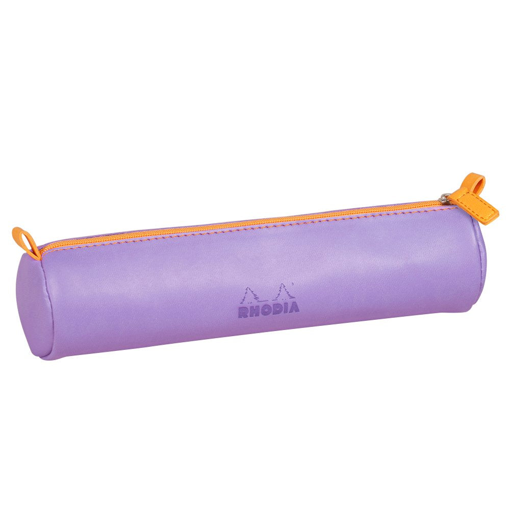 Rhodia 318899C - Rhodiarama Iris Round Pencil Case - 21.5 x 5.5 cm - Genuine Orange Stitching