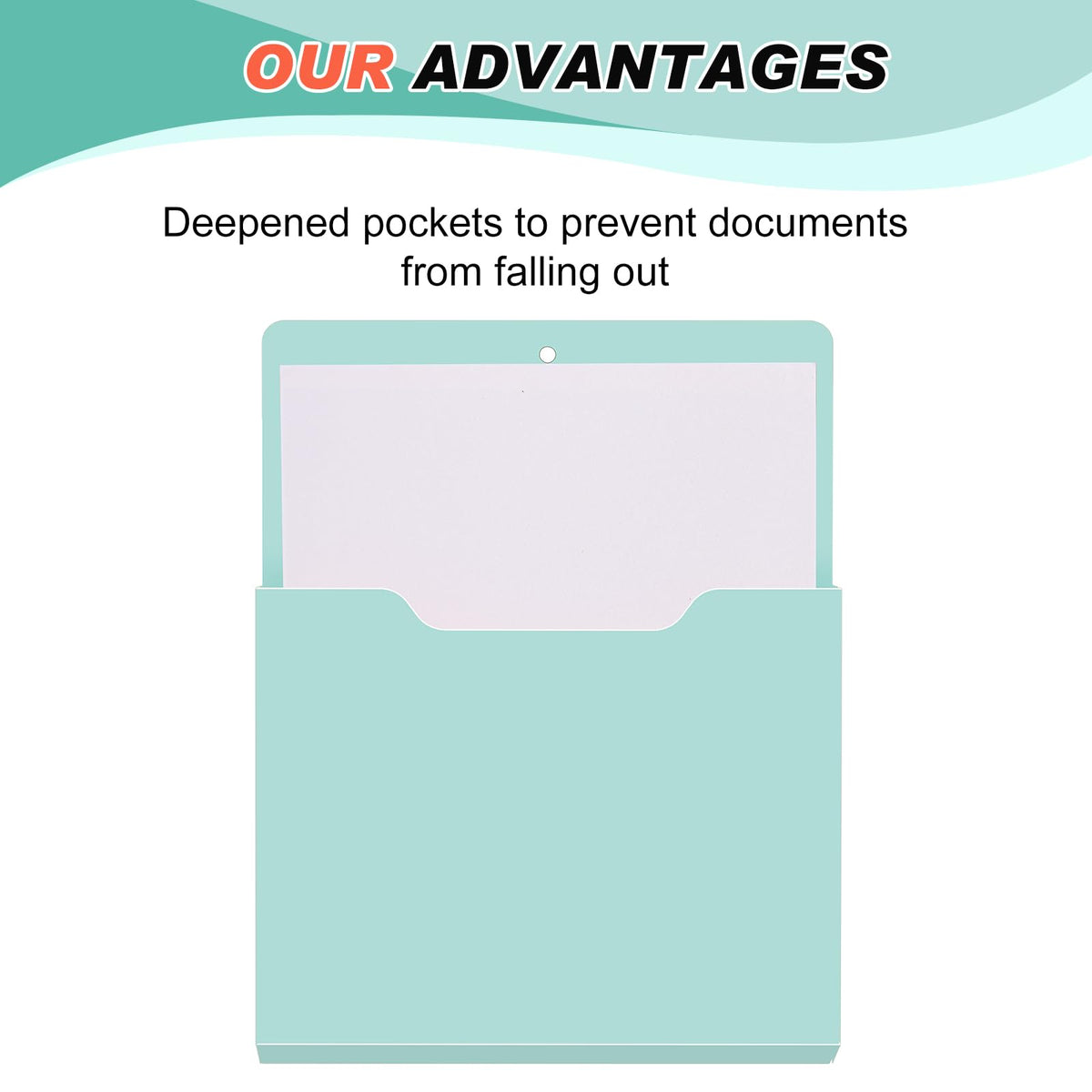 Fuutreo Magnetic Wall File Holder,6pcs,Aqua Green,Vertical-large