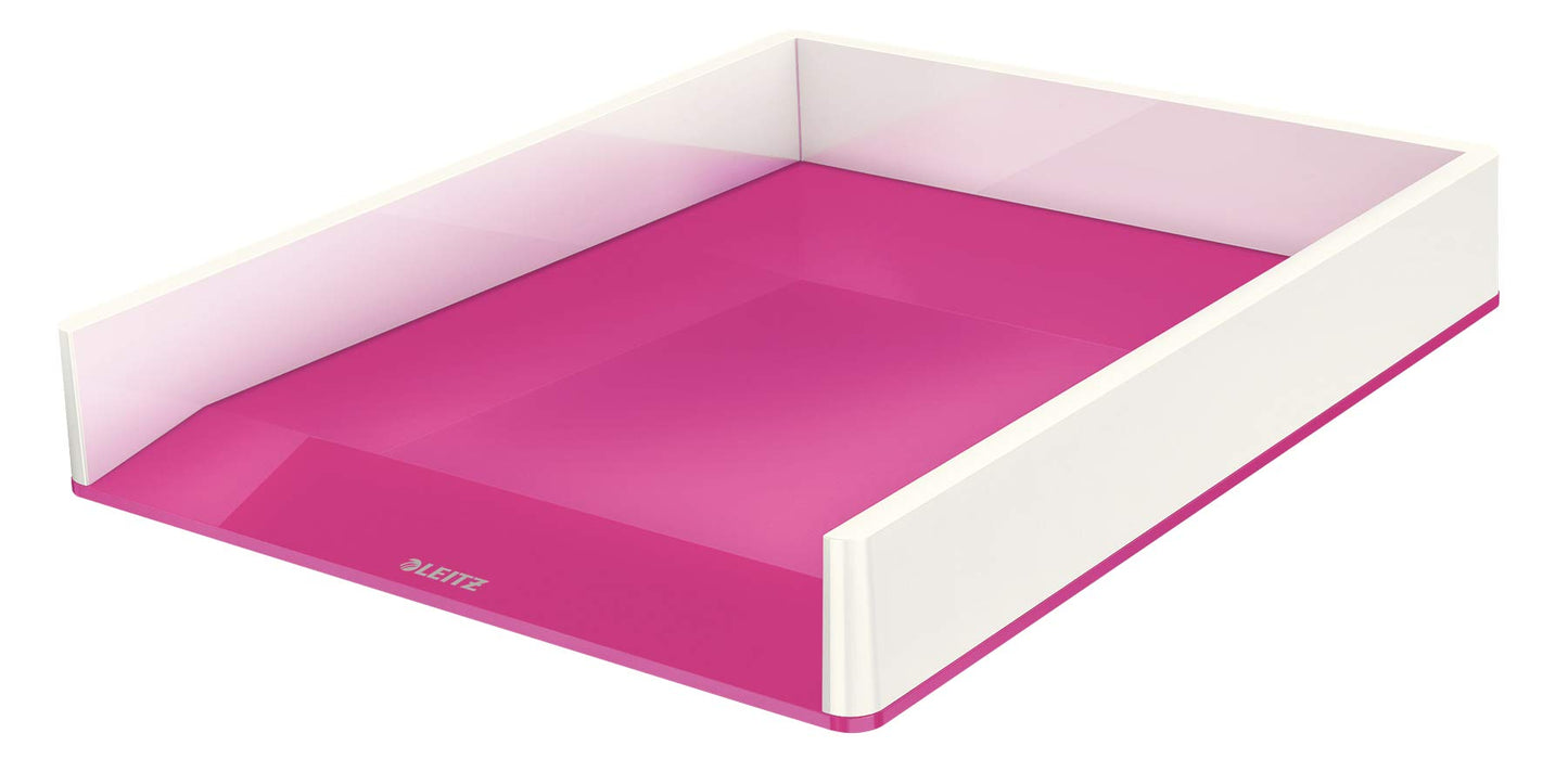 Leitz A4 Letter Tray, White/Metallic Pink, Wow Range, 53611023