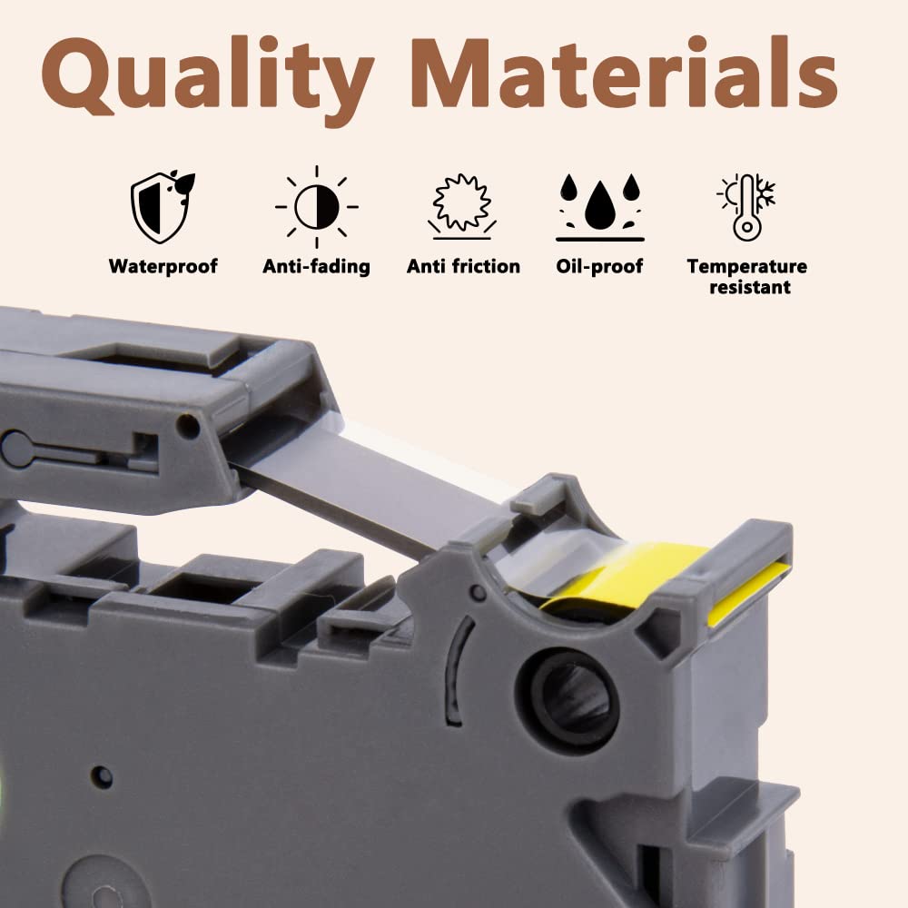 Hehua TZ641 3PK Compatible for Brother 18mm Label Tape Black on Yellow