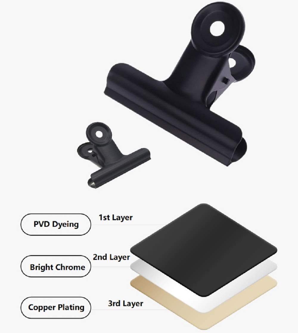 Bulldog Clips with Hole for Push-pin, Paper File Clips with Strong Spring, Small Metal Binder