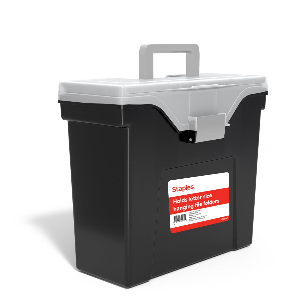 Staples Portable File Box Storage Organizer, Letter Size, Black