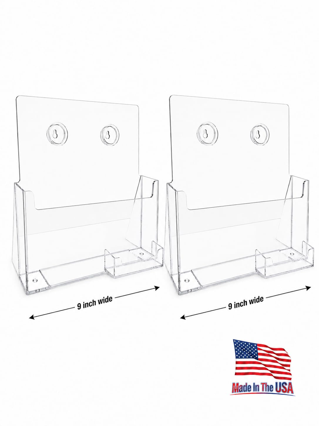 SOURCE ONE Premium Clear Acrylic Brochure Holder for 9" Booklet with Business Card Container