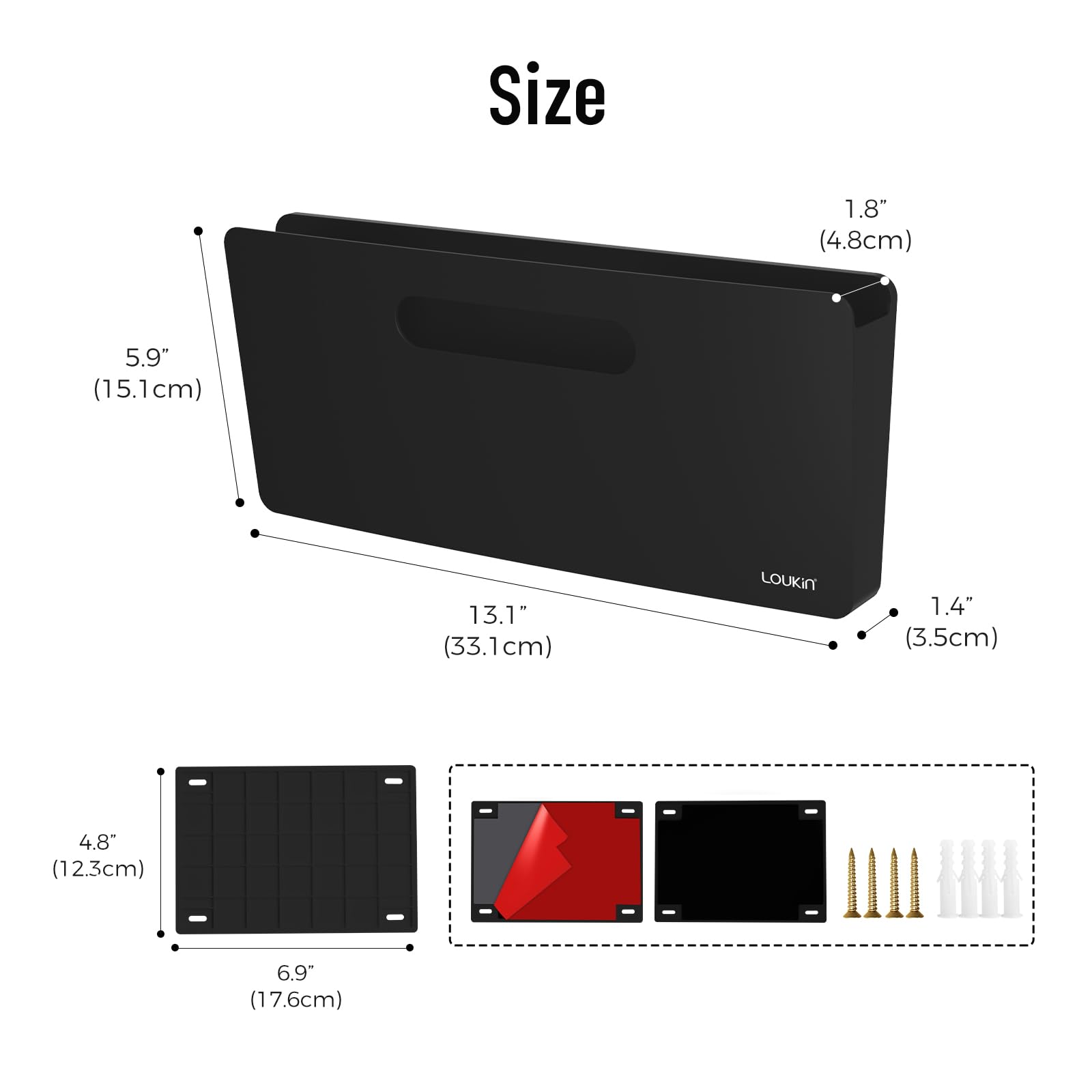 loukin Magnetic File Holder, Wall Mount Paper Organizer, 3 Mount Options