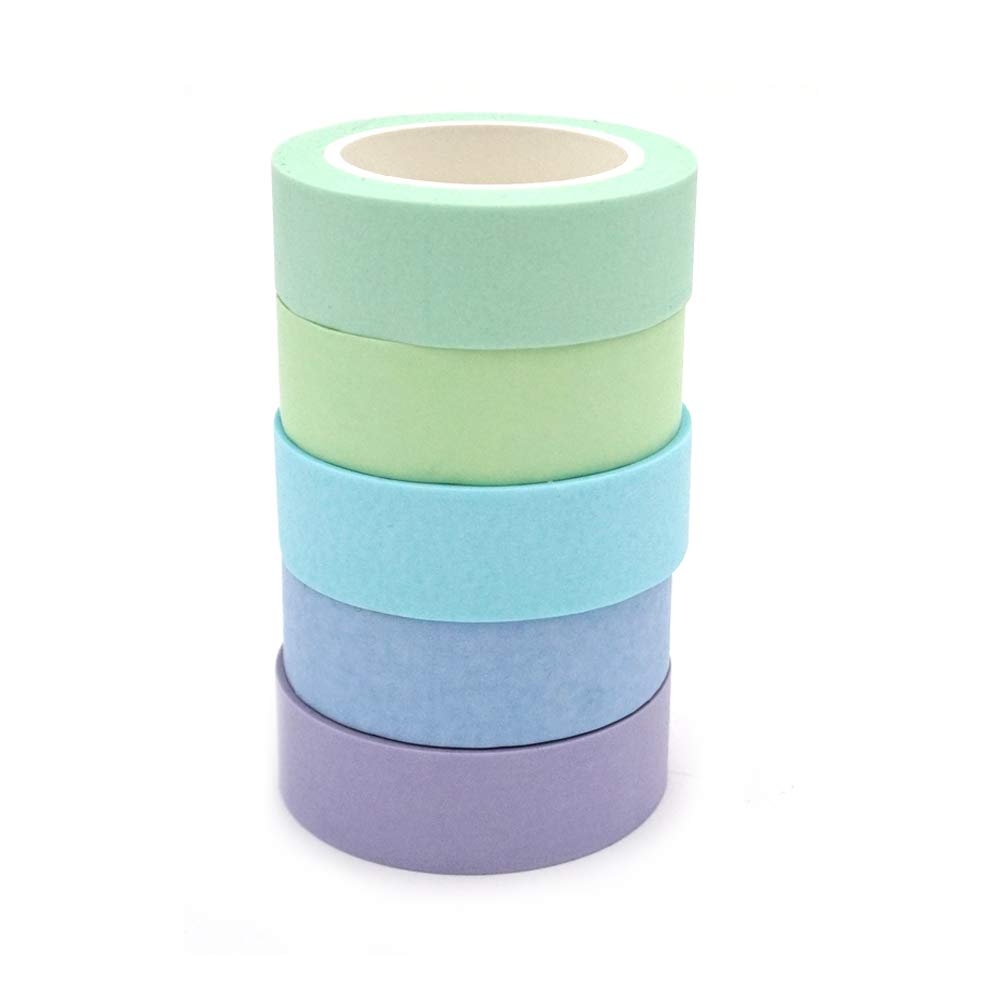 ERCENTURY Washi Masking Tape Set, Assorted 5 Rolls, Decorative Writable Tape, for Fun DIY Art
