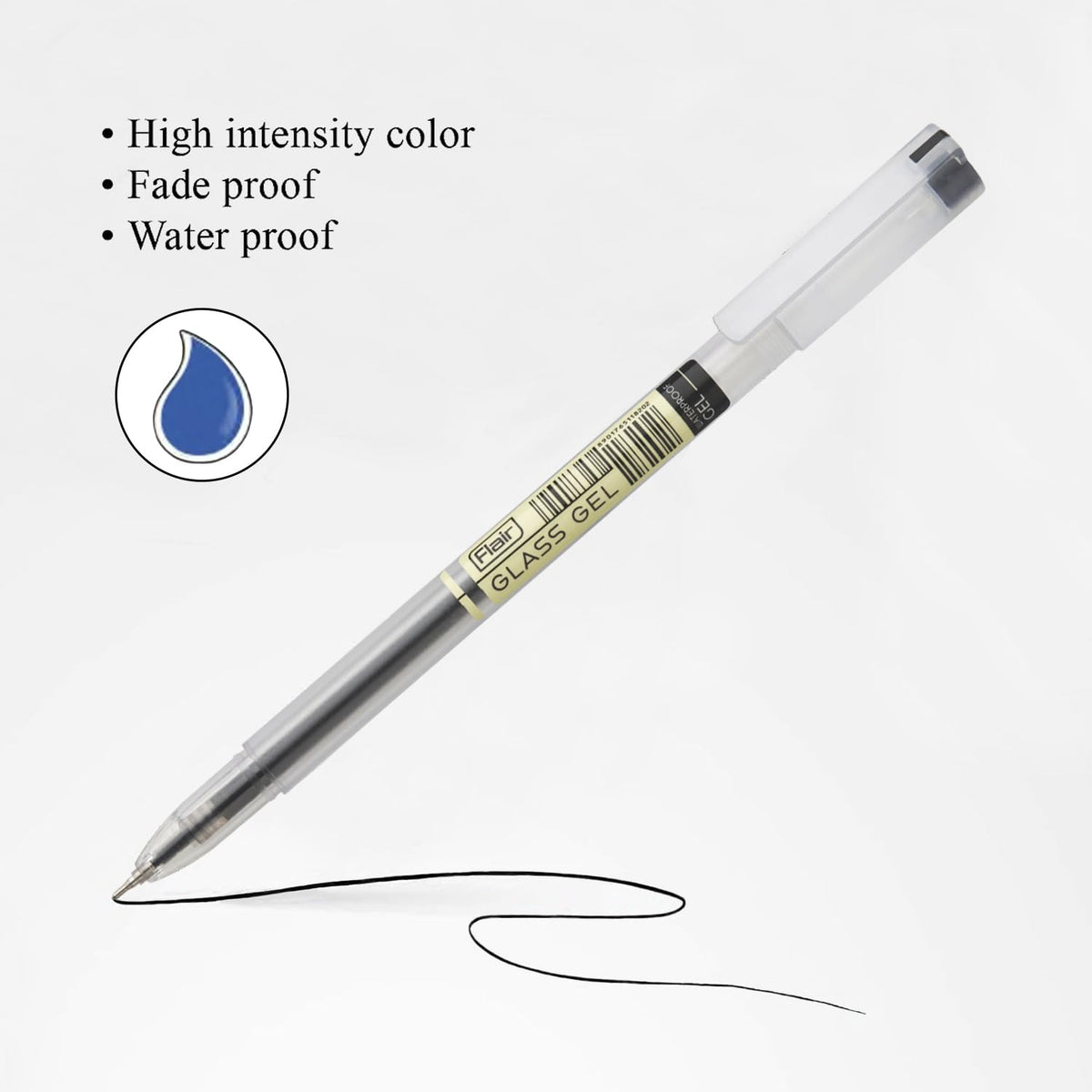 Flair Glass 0.6 mm Gel Pen | Water Proof Ink For Smooth Flow System | Low-Viscosity Ink For Smudge