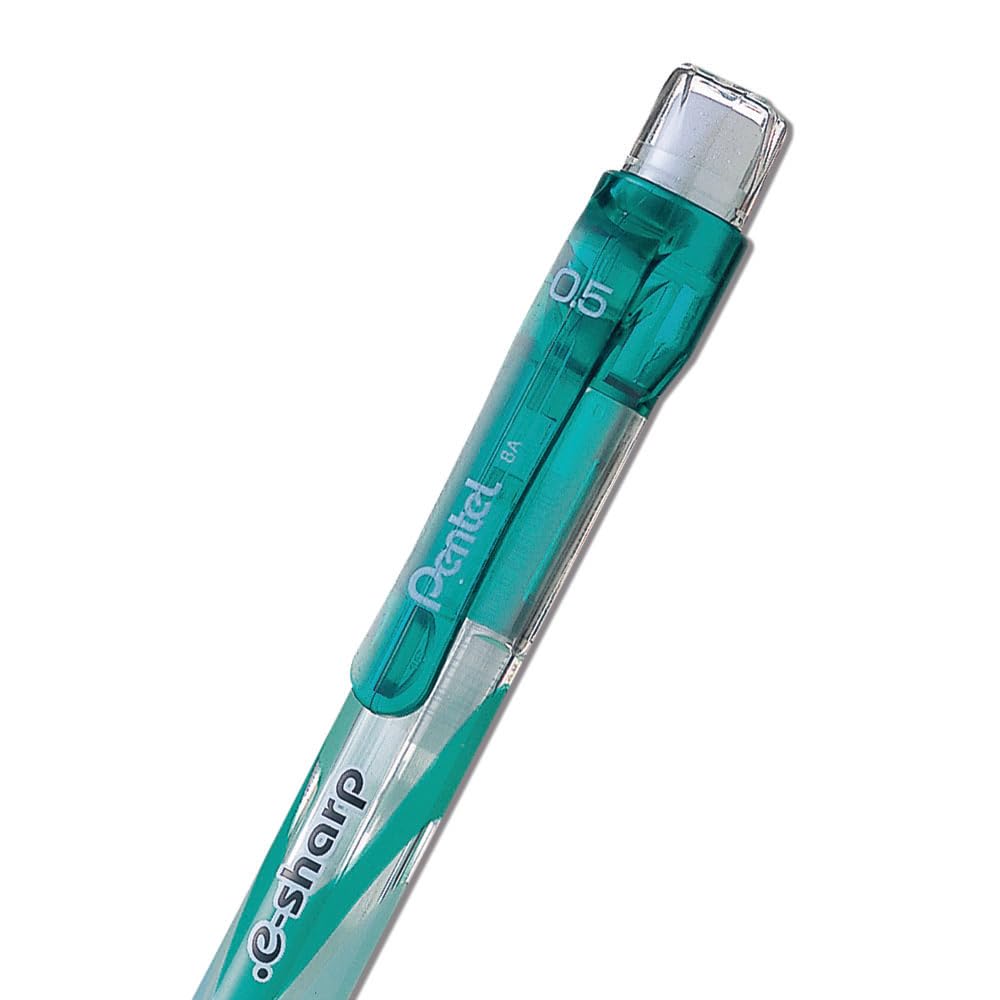 Pentel E-Sharp Automatic Pencil, 0.5mm, Green Accents, Box of 12 (AZ125D)