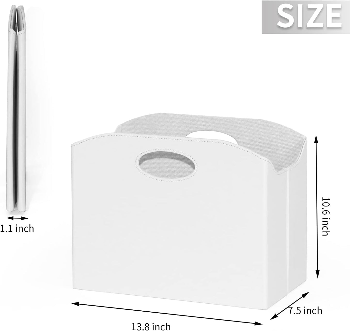 EZDeco Magazine Holder Foldable Magazine Rack Floor PU Leather File Holder Newspaper Book Storage