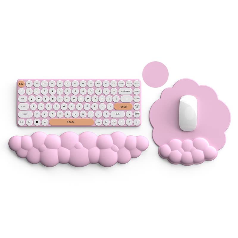 Lauspuck Cloud Keyboard Wrist Rest and Mouse Pad with Wrist Support Set, Ergonomic PU Leather Mouse