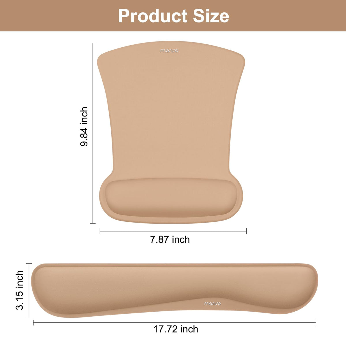 MOSISO Wrist Rest Support for Mouse Pad & Keyboard Set, Mocha