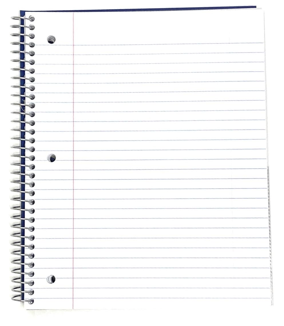 Mintra Office Durable Spiral Notebooks, 3 Subject (Red, White, Blue, Wide Ruled 3pk)