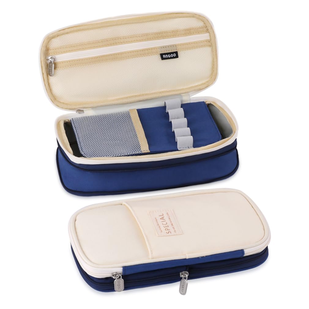 iSuperb Foldable Pencil Case Zipper Big Capacity Aesthetic Canvas Pencil Pouch Compartments
