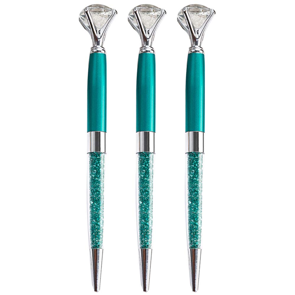 U Scinan 3Pcs Big Diamond Pen Crystal Metal Ballpoint Pens 0.5mm Black Ink Advertising Gif Pen