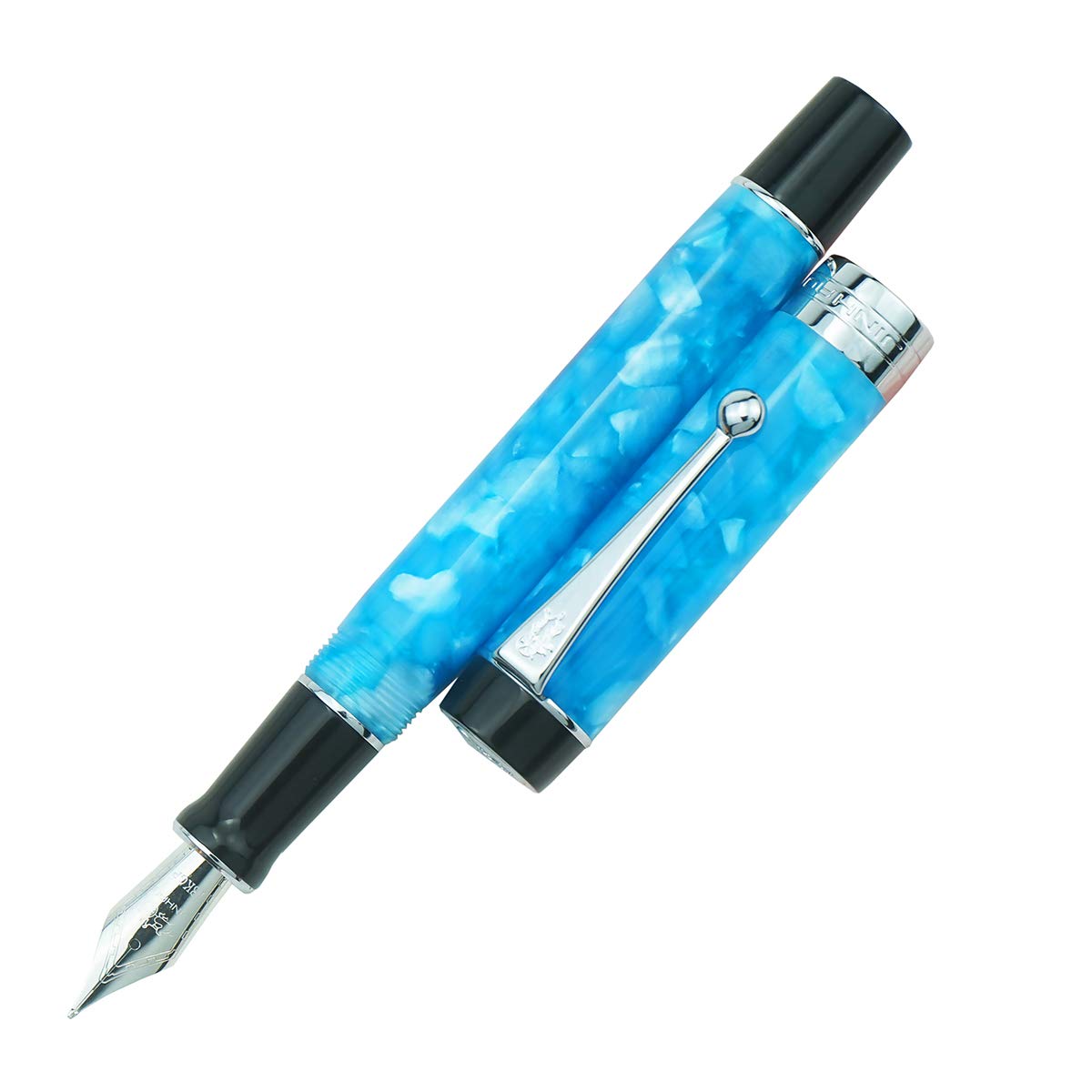 Jinhao 100 Classic Fountain Pen Sky Blue Celluloid, Medium Nib with Converter and Pen Case Set