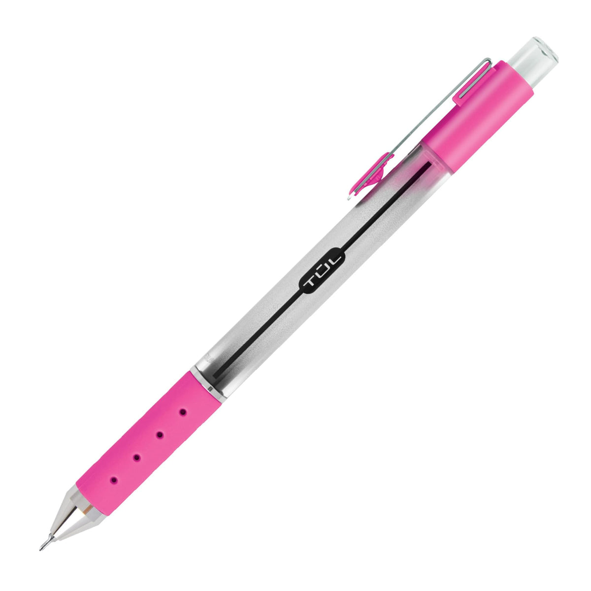 TUL Retractable Gel Pens, Needle Point, 0.7 mm, Gray Barrel, Assorted Bright Ink Colors, Pack Of 8