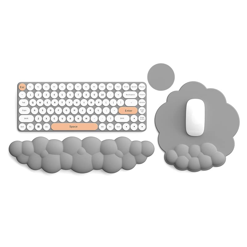 Lauspuck Cloud Keyboard Wrist Rest and Mouse Pad with Wrist Support Set, Ergonomic PU Leather Mouse