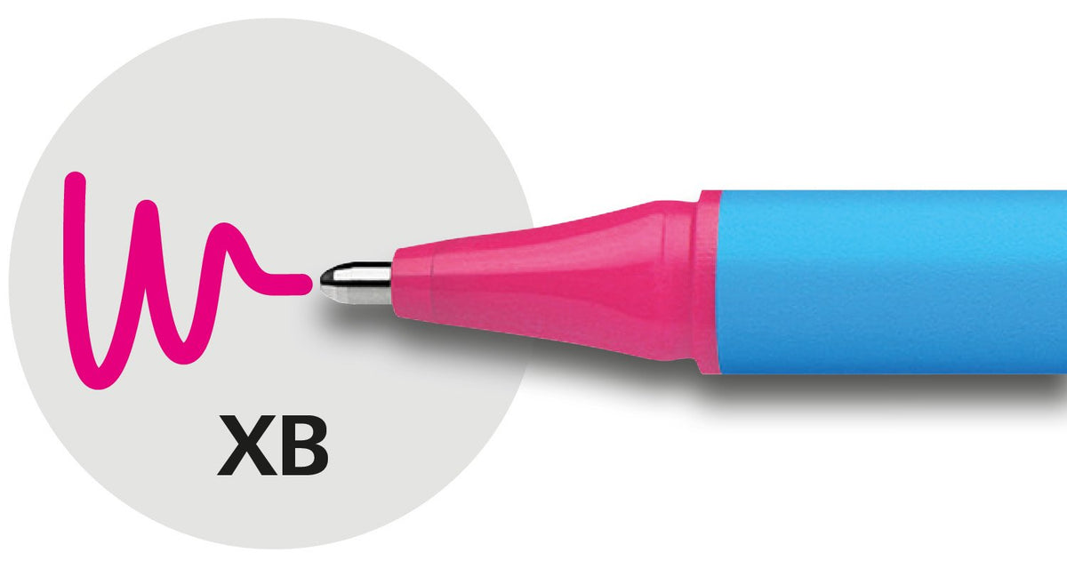 Schneider Slider Edge XB (Extra Broad) Ballpoint Pen, 1.4 mm, Light Blue Barrel, Pink, Box of 10