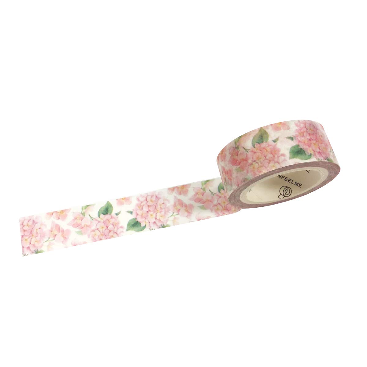 Wrapables Flowers and Greens Washi Masking Tape, 15mm x 7m Pink Hydrangeas