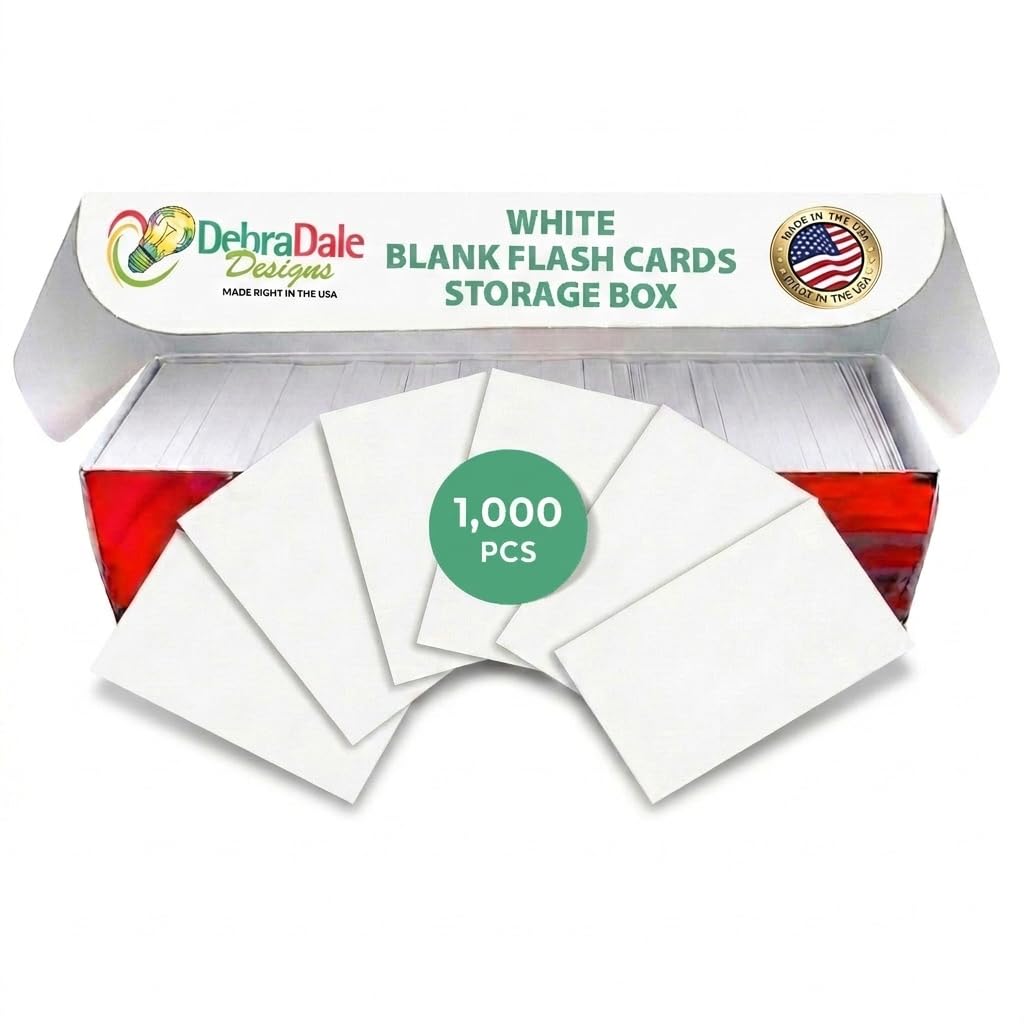 Mini White Flash Cards 2" x 3.5", 1,000 Study Cards, Made in USA