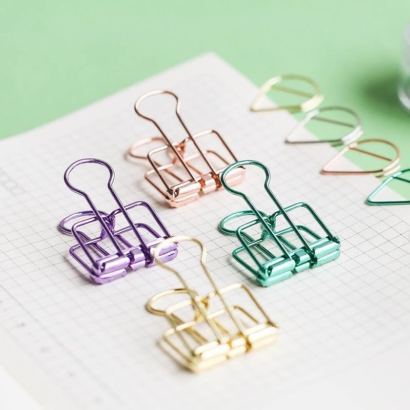Purple Binder Clips - 36 Pack, 3/4 Inch, 19mm, Hollow Out, Capacity 0.31 Inch, Fold Clamp, Paper &