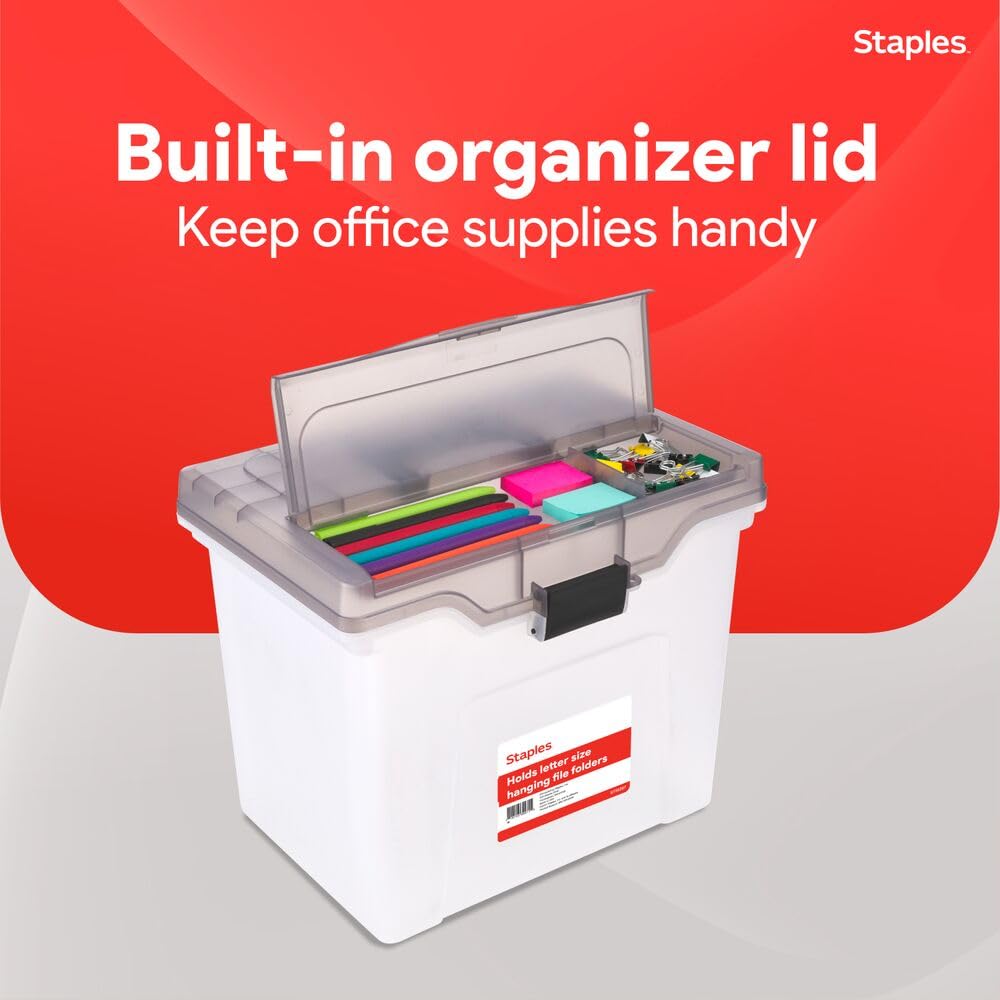 STAPLES File Box Portable Tote, Letter Size, Clear, 2/Pack