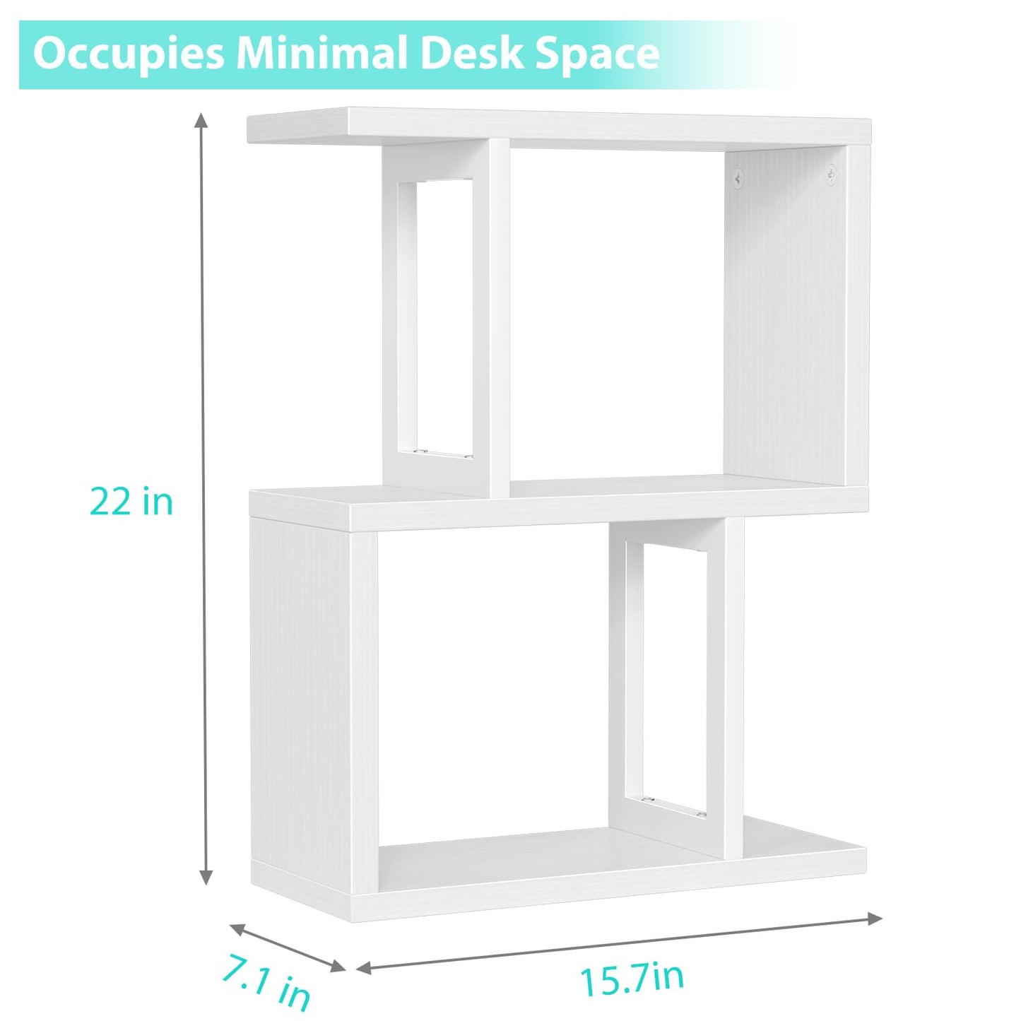 IGERI Small Desktop Bookshelf for Top of Desk Shelf - Mini White Table Bookcase 3-Tier Shelves