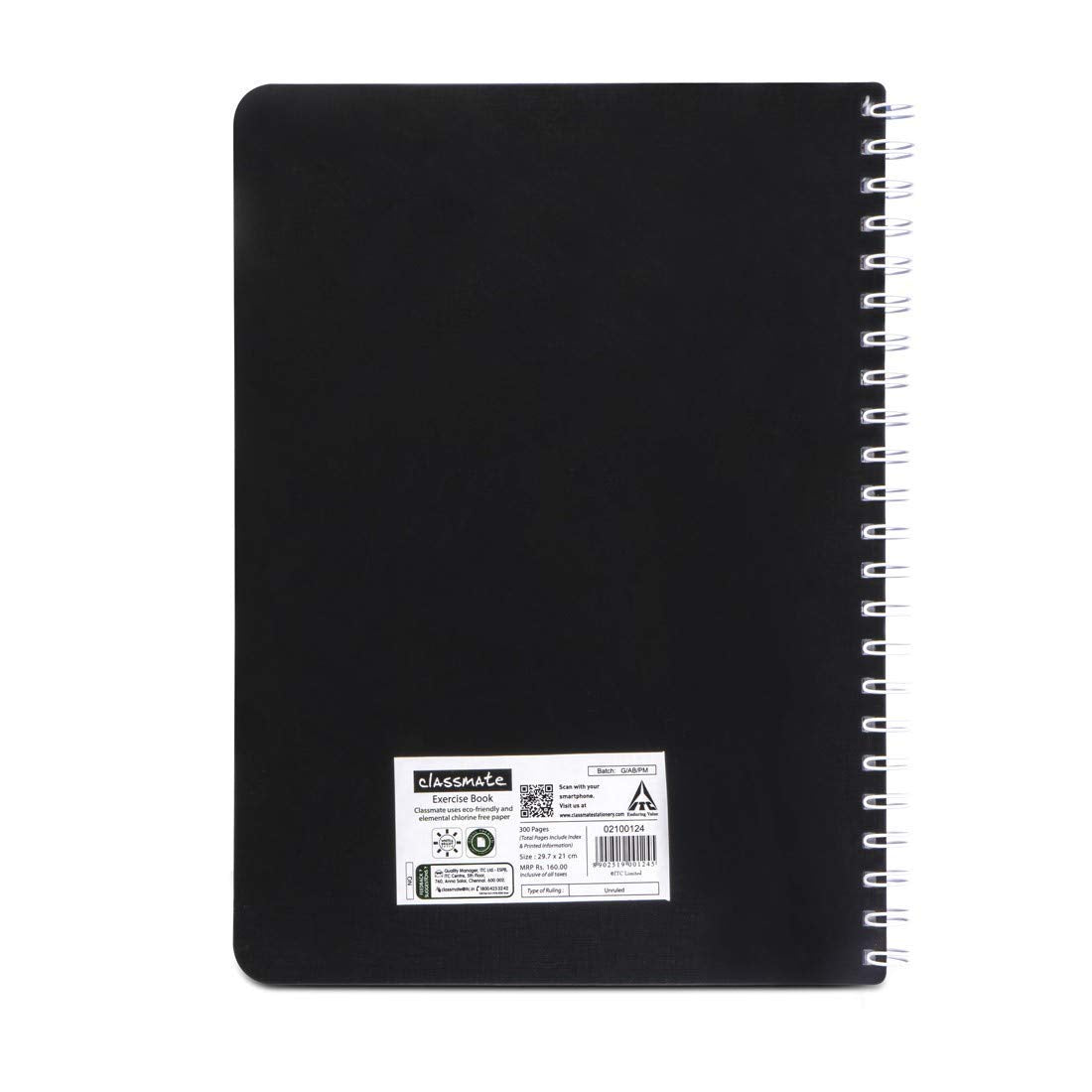Classmate Soft Cover 6 Subject Spiral Binding Notebook, Unruled, 300 Pages