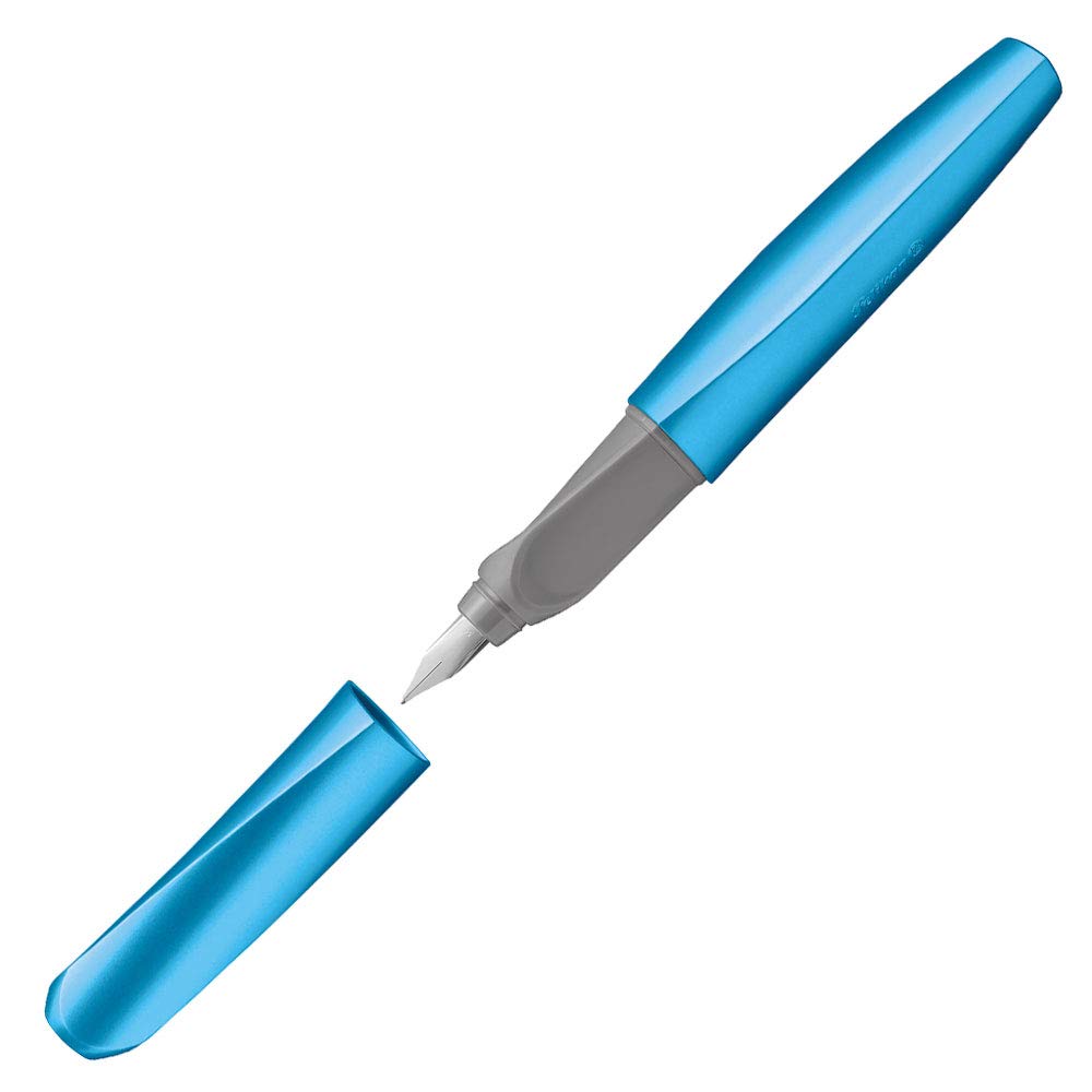 Pelikan Twist Fountain Pen with 2 Ink Cartridges, Medium Nib, Frost Blue, Blister Card (811262)