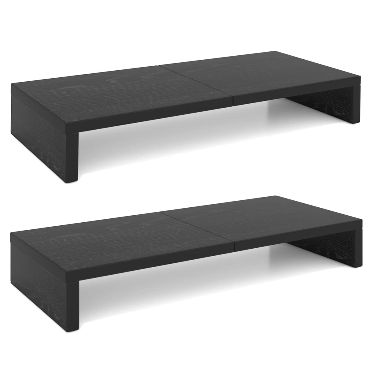 TEAMIX 2-Pack Monitor Stand Riser 20 inch, Wood Desk Computer Shelf, Black